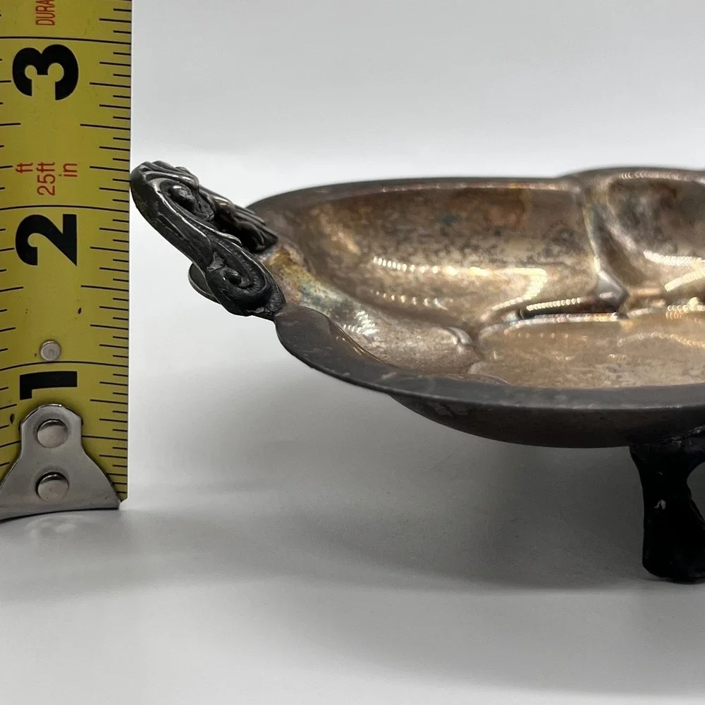 Vintage Silverplate Footed Serving Tray / Dish Unmarked Ornate Antique Style